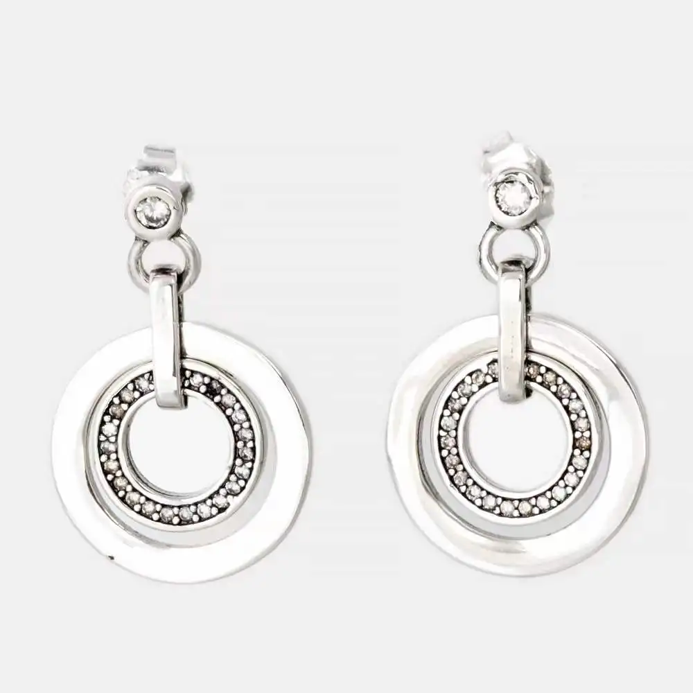 

Серьги pandora s925, внешняя торговля, горячие деньги, круглый логотип, двойное кольцо, серьги, новые модные женские серьги