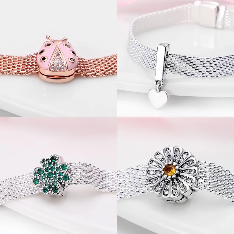 Pandora Серебряные бусины S925 пробы рефлексионные плоские серия бусин подходящие для