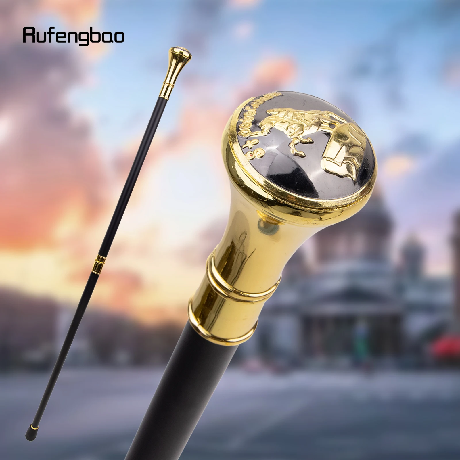 

Golden Stpetersburg The Bronze Horseman Totem Walking Stick with 30cm Hidden Plate Self Defense Fashion Cane Plate Crosier 93cm