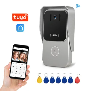 IP Doorbell 1080P Tuya Smart Video Door Phone Intercom with Record IR RFID Card Unlock Function WiFi Door Bell Security Camera