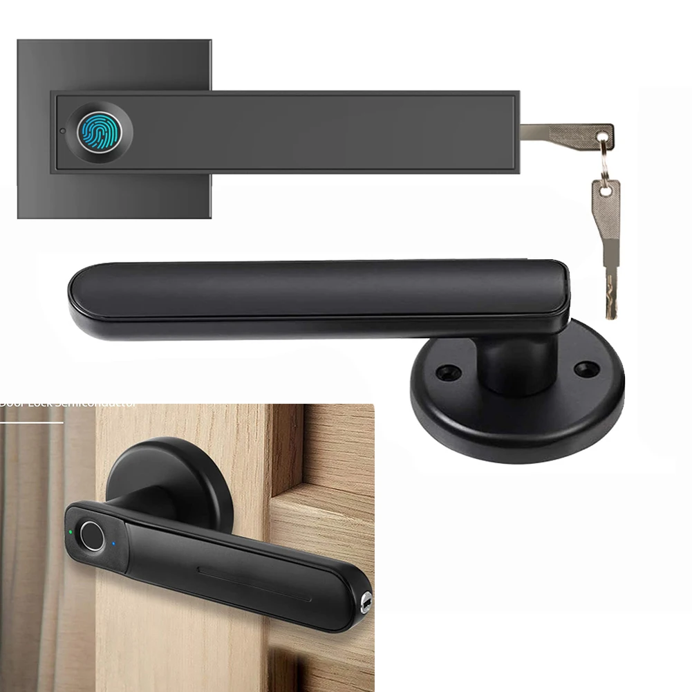 Electronic Smart Lock Semiconductor Biological Fingerprint Handle Lock For Alexa with Keys for Smart Home Office Bedroom