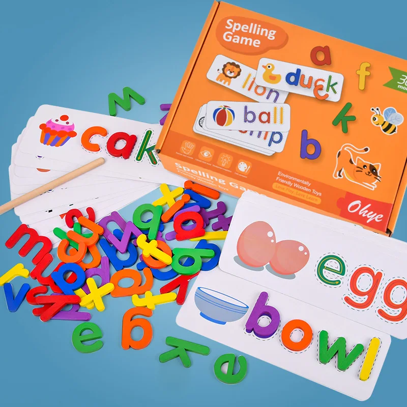 

English Spelling Game Toys For Kids Early Education English Letter Card Spelling Exercise Puzzle Toy Spelling Game