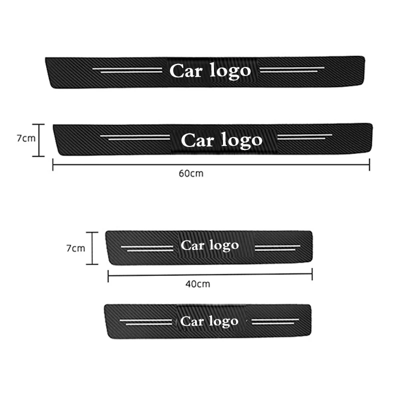 4PCS Car Logo Door Sill Scuff Plate Decor Carbon Fibre Stickers Decoration For German car 2018 2019 2020 2021 Accessories