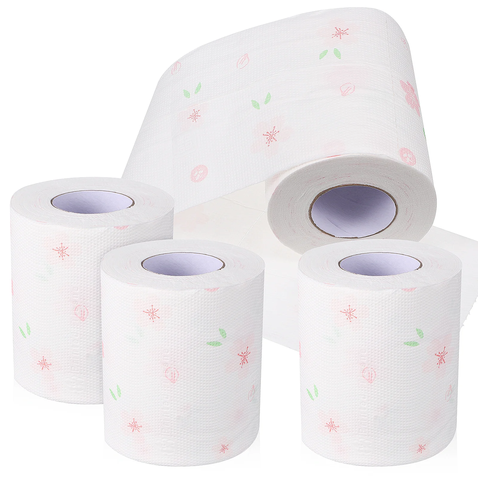 

4 Rolls Decor Decorative Face Tissues Flower Paper Napkins Pattern Toilet Bath Pink Printed