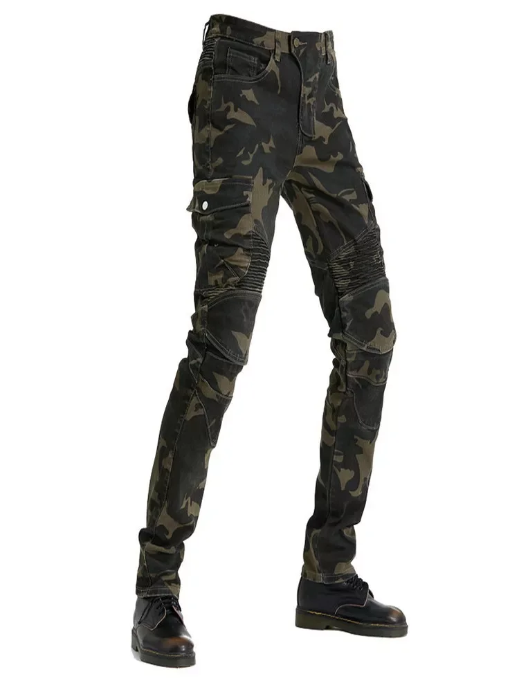 Camouflage Motorcycle Pants Anti-fall Hidden Protective Gear Motocross Zip pocket Pants Thin Summer Riding Trousers enlarge