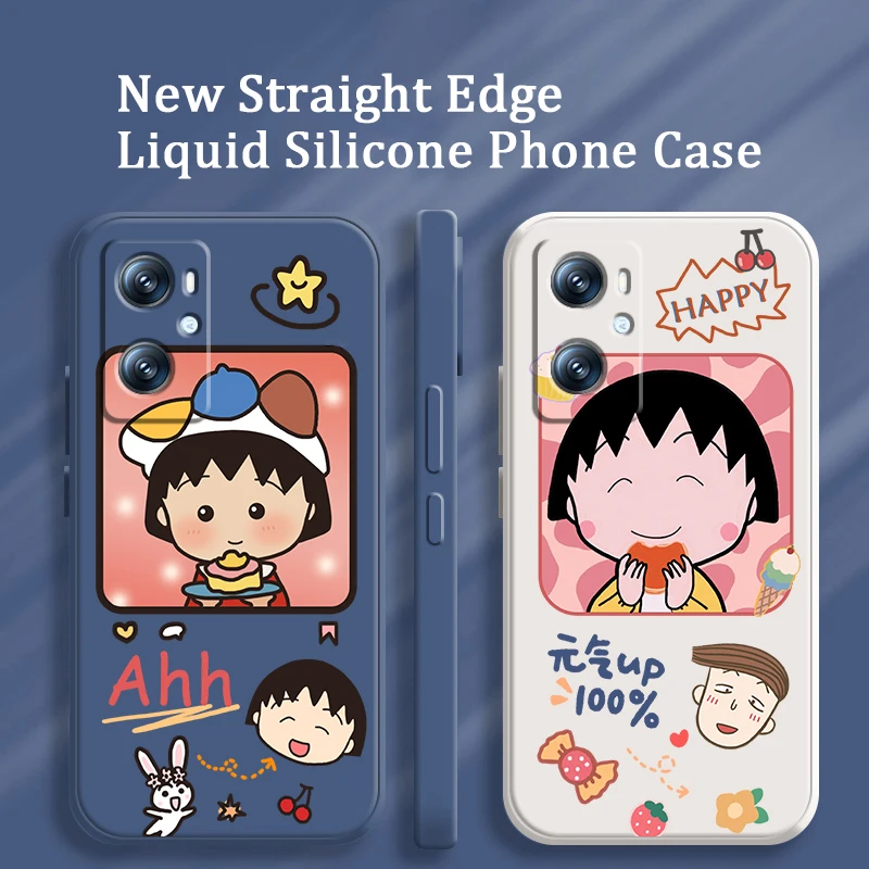 

Anime Cherry Maruko Cartoon Liquid Rope Phone Case For OPPO Find X5 X3 Lite F21 A96 A94 A93 A77 A76 A74 A72 A57 A53S A16 A9 5G