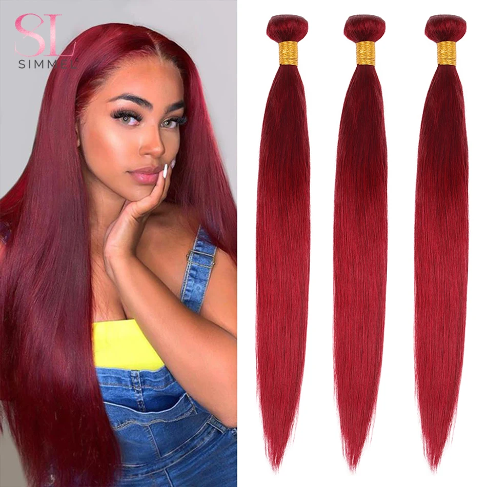 

Straight Human Hair Bundles 99J Brazilian Hair Extensions 10A Weave Bundles Hair Wholesale 4 3 Bundles Deal 30 Inch Remy Hair