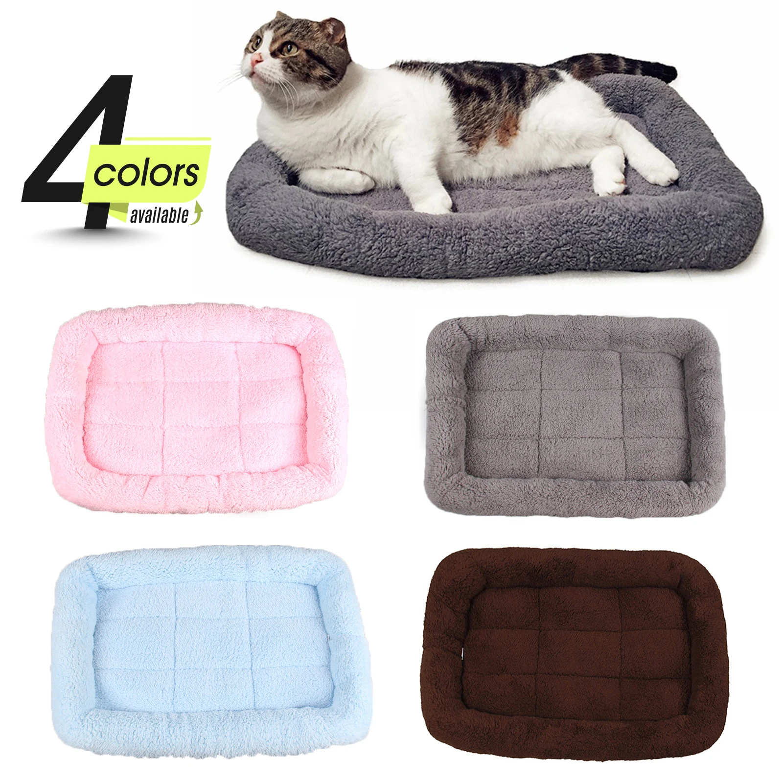 

Pet Bed Soft Plush Cat Bed Mat Pet Cushion Pillow Around Puppy Cat Curling Sleep Cat Pad for Dog Warm Bed PB206