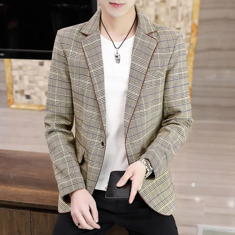 

Классический мужской блейзер в полоску, повседневное приталенное пальто, пиджак на одной пуговице, одежда для свадьвечерние вечеринки