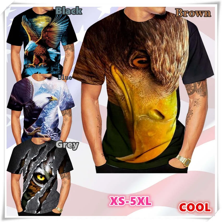 

Men's Fashion Sweatshirts Pullover T Shirt Cool Creative 3D Printed American Flag Eagle Summer Streetwear Clothing