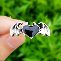 retro punk heart bat rings for men women gothic metal dark demon wings personality finger ring hip hop couple lover jewelry gift
