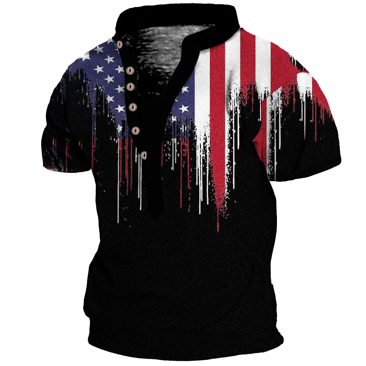 Fashion America Independence Day 3D Print Men's T-shirts Summer V-neck USA Flag Short Sleeve Clothing Streetwear Tops