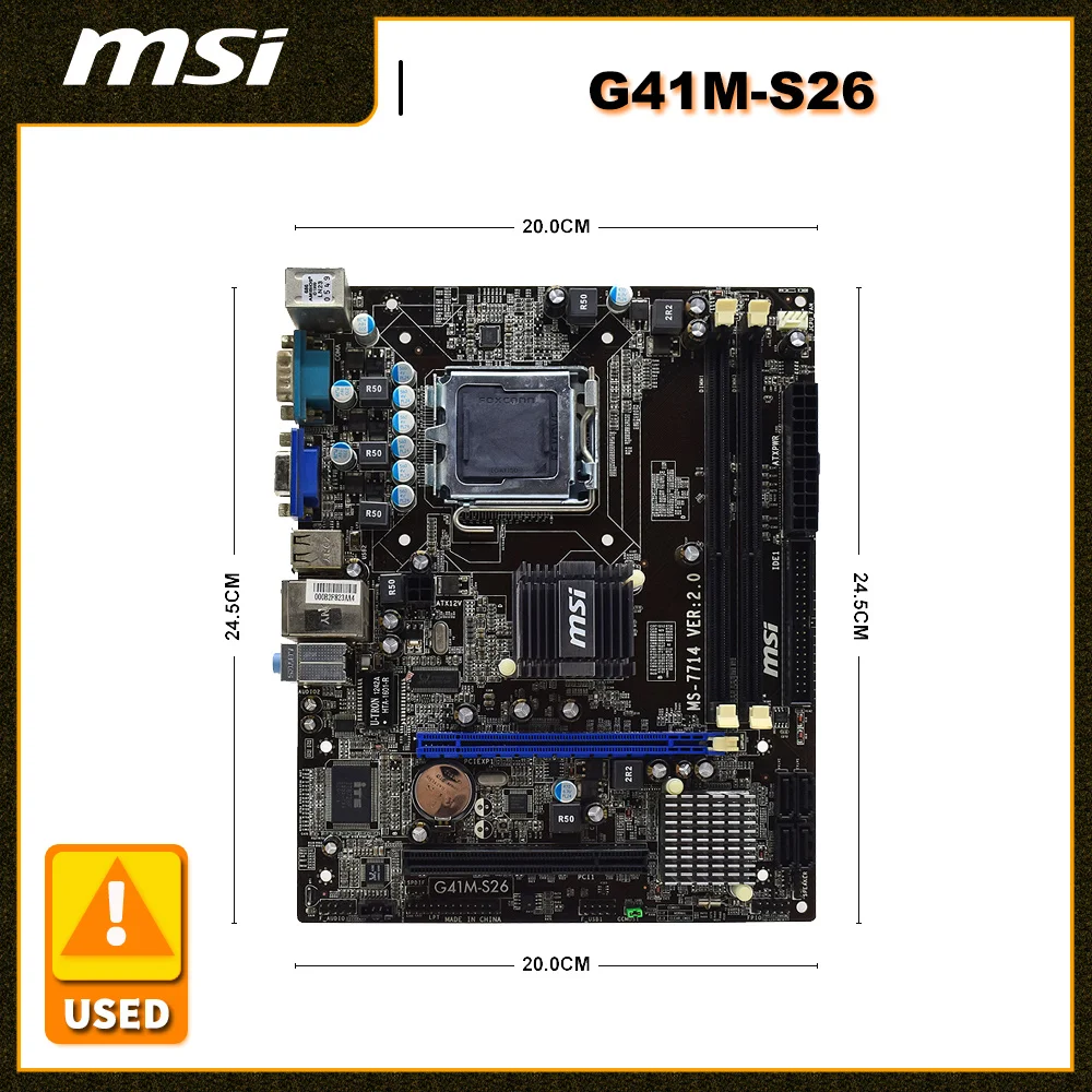 

Материнская плата LGA 775 MSI G41M-S26 материнская плата LGA 775 8G Intel G41 USB2.0 SATA 2 Micro ATX для Core 2 Quad/Core 2 Duo процессоров