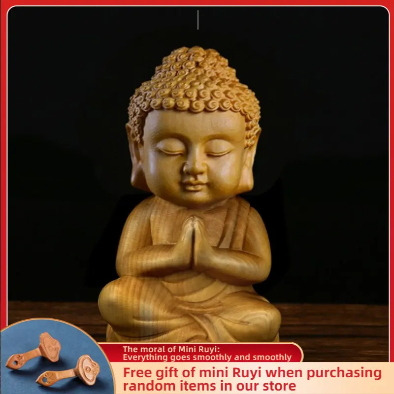 

Cliff Cypress Wood Carving Small Buddha Buddha Shakya Hand Piece of Handicraft Pieces Wooden Figurines Statues for Decoration