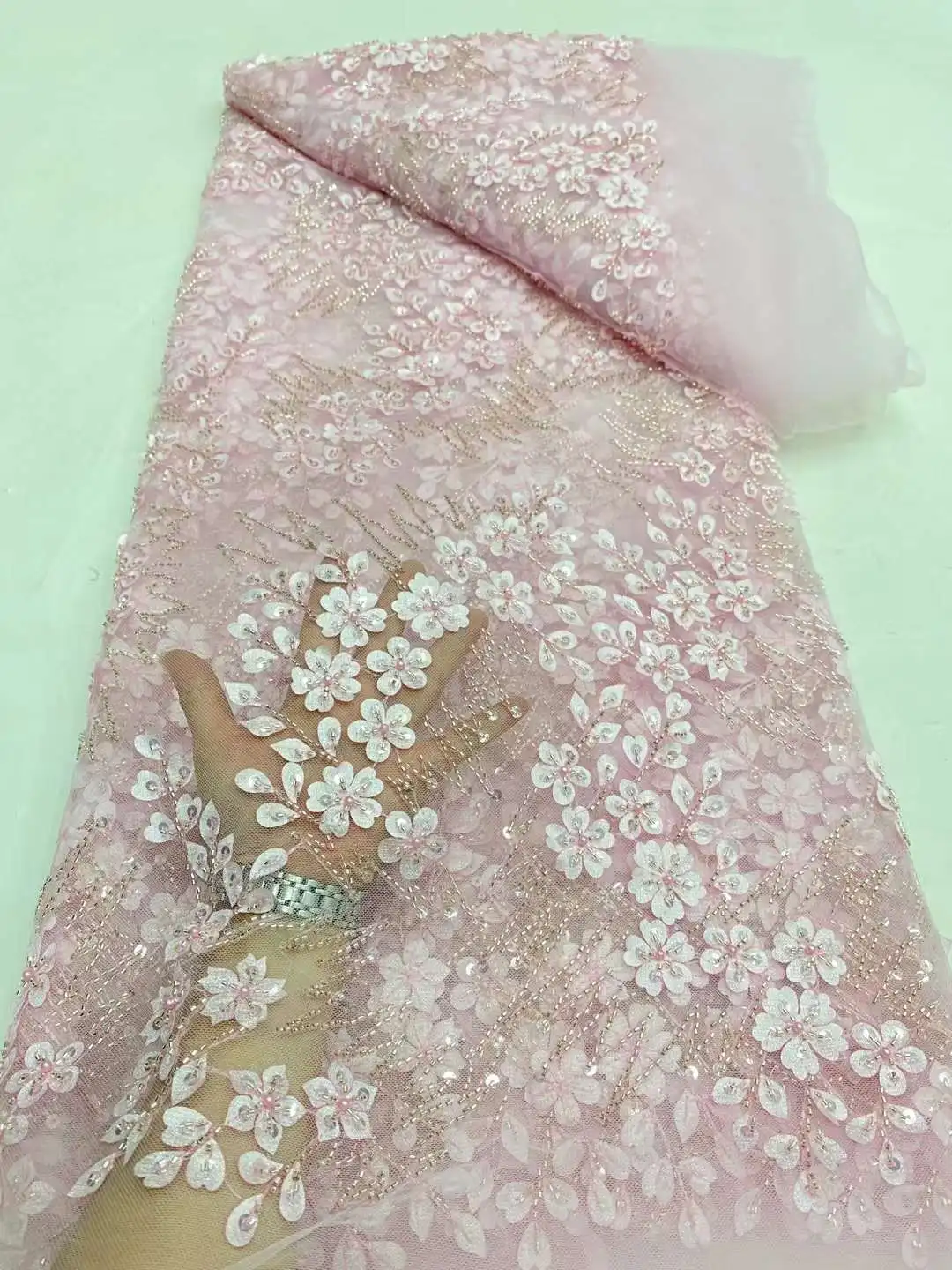 Африканская Тяжелая кружевная ткань 2024 Высококачественная нигерийская 3d