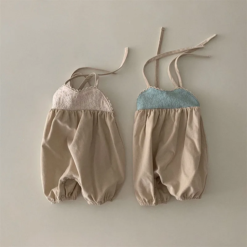 

2022 Autumn New Baby Sleeveless Romper Toddler Infant Sling Pants Cotton Newborn Jumpsuit Baby Girl Casual Pants