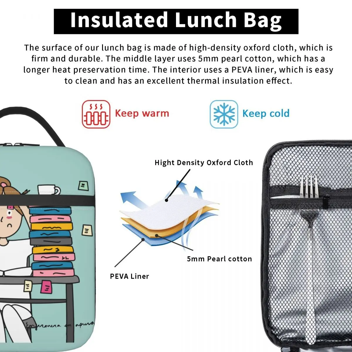 Изолированная сумка для ланча Термосумка контейнер большая сумка-тоут Ланч-бокс