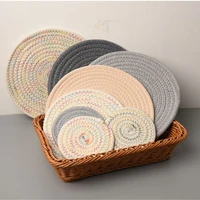 braided insulation table mats coasters cotton rope handmade round placemats household dish pad kitchen supplies