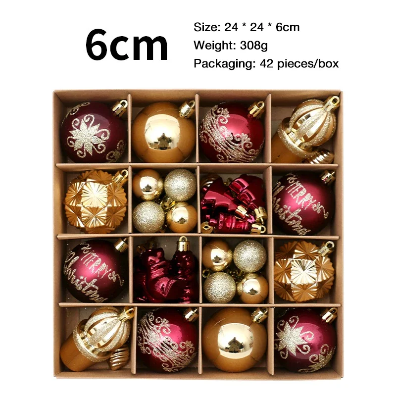 Декоративные рождественские шары 42 шт