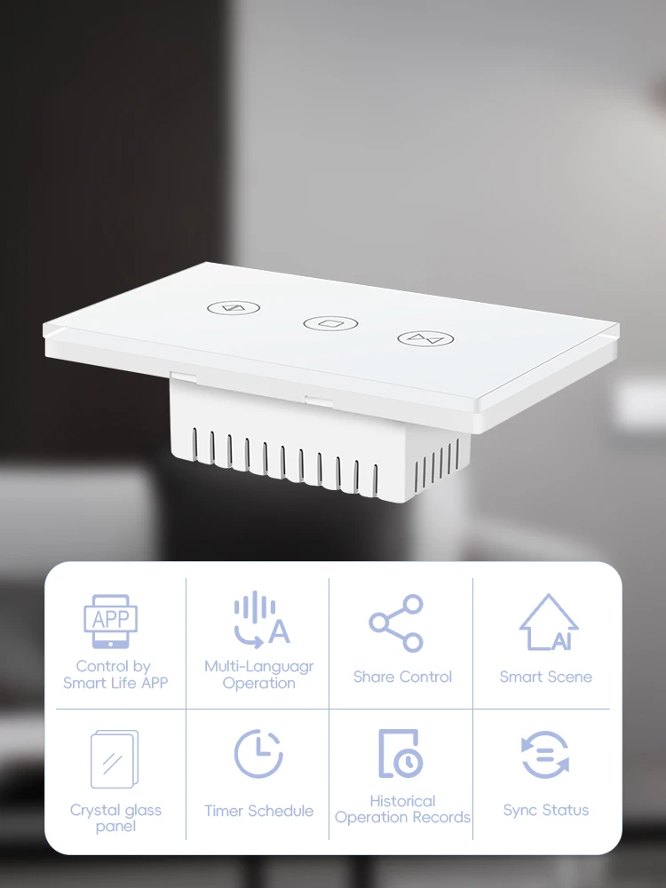LOGEN WiFi Smart Curtain Switch Стандарт США Голосовое управление Сенсорный настенный