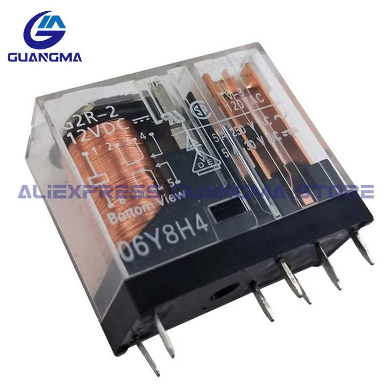 Реле мощности G2R-2 50 шт. реле G2R 2 DC5V 12 В 24 постоянного тока DPDT 2C 5A 8 контактов Φ 5 в 100%