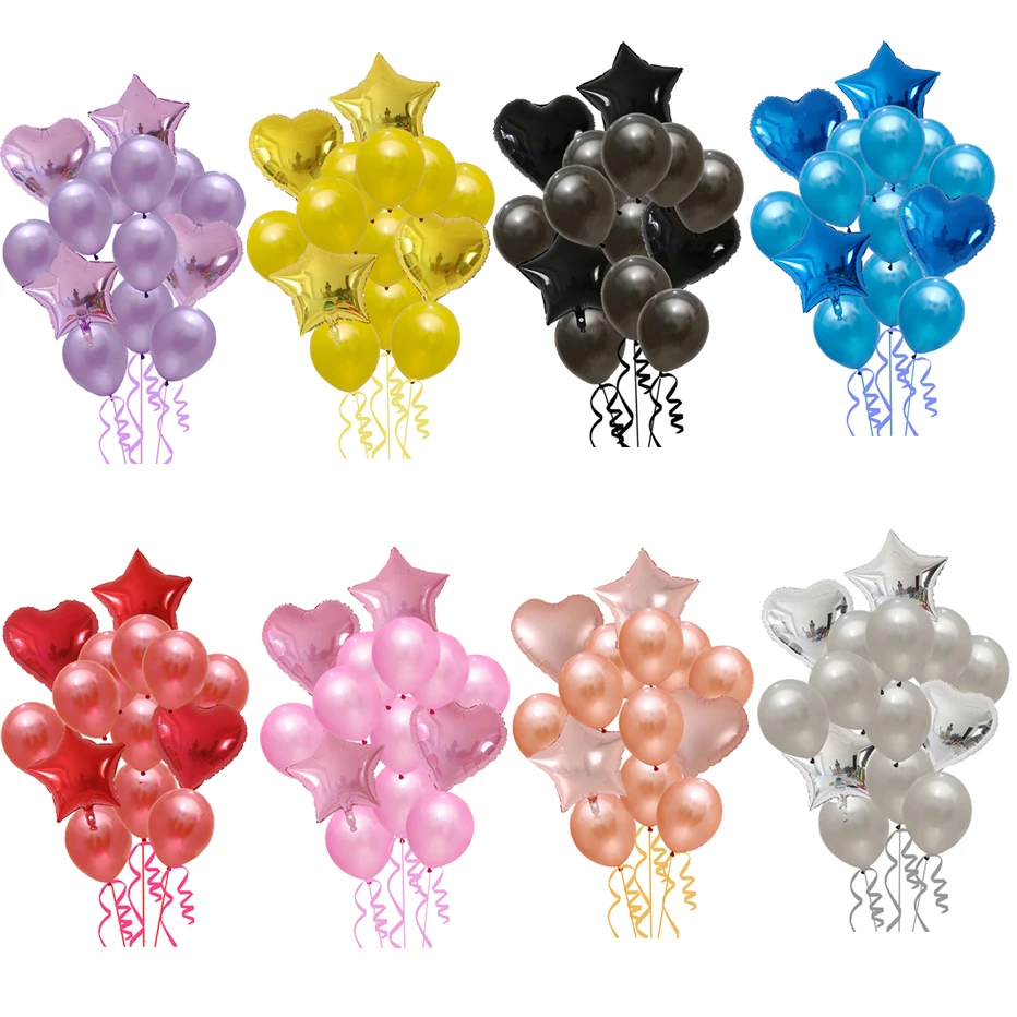 

Набор воздушных шаров, 14 шт., 18 дюймов, в форме сердца и звезд, украшение для свадьбы, с обеих сторон, воздушные шары, товары для дня рождения, д...