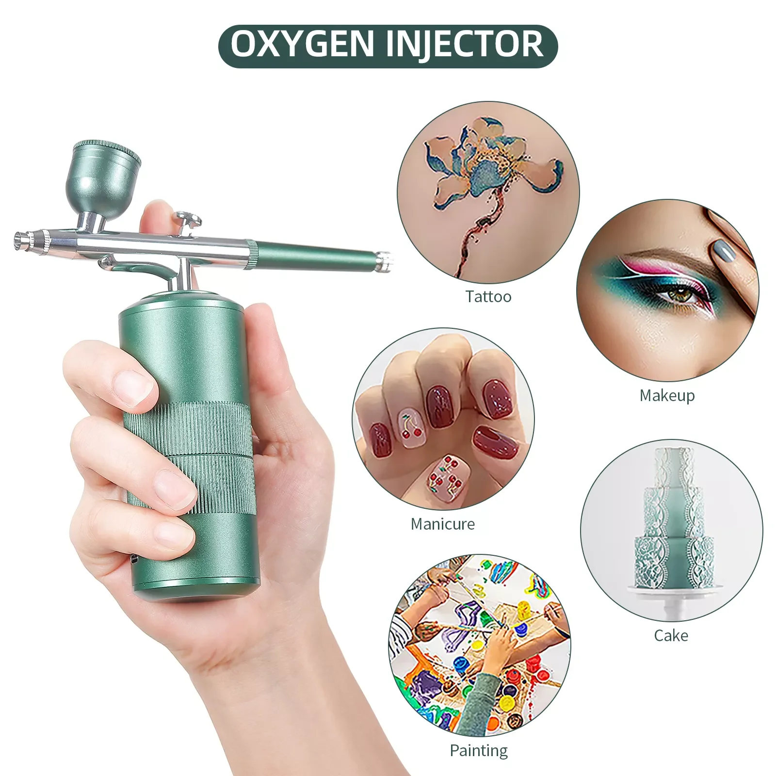 

NEW2023 Oxygen Injector Mini Air Compressor Kit Air-Brush Paint Spray Gun Airbrush For Nail Art Tattoo Craft Cake Nano Fog Mist