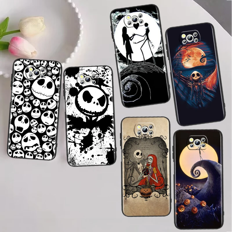 

Nightmare Christmas Jack For Xiaomi Poco X5 X3 Pro X4 F4 F3 GT M5 M5s M4 M3 C55 C50 C40 5G Black Phone Case Cover