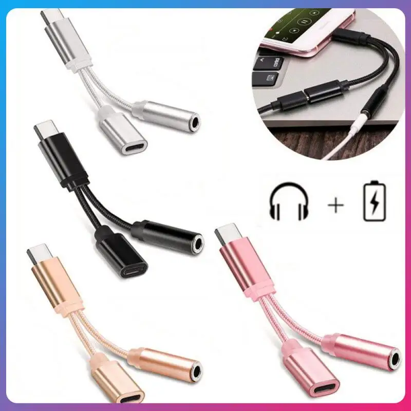 

2-in-1 USB-C Type C To 3.5mm Charging Cable Splitter Headphone Jack Female To TypeC Male High Quality Adapters AUX Adapter