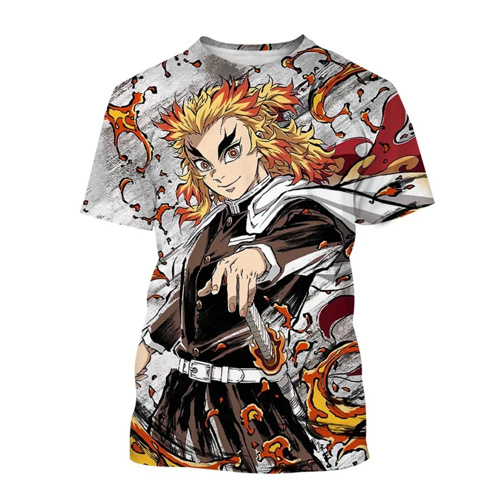 Personaggi Dei Cartoni Animati Di Anime Vendita Caldi Rengoku Kyoujuru T-shirt Stampata in 3D Con Strada Cool Hip-hop