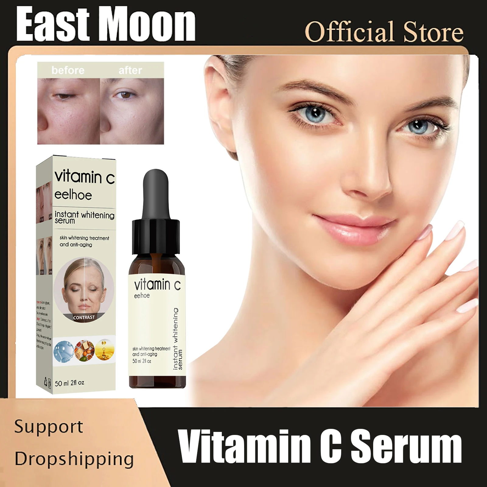 

Vitamin C Serum for Face Anti Aging Moisturizing Whitening Shrink Pores Dark Spot Remover Nicotinamide Facial Essence Skin Care