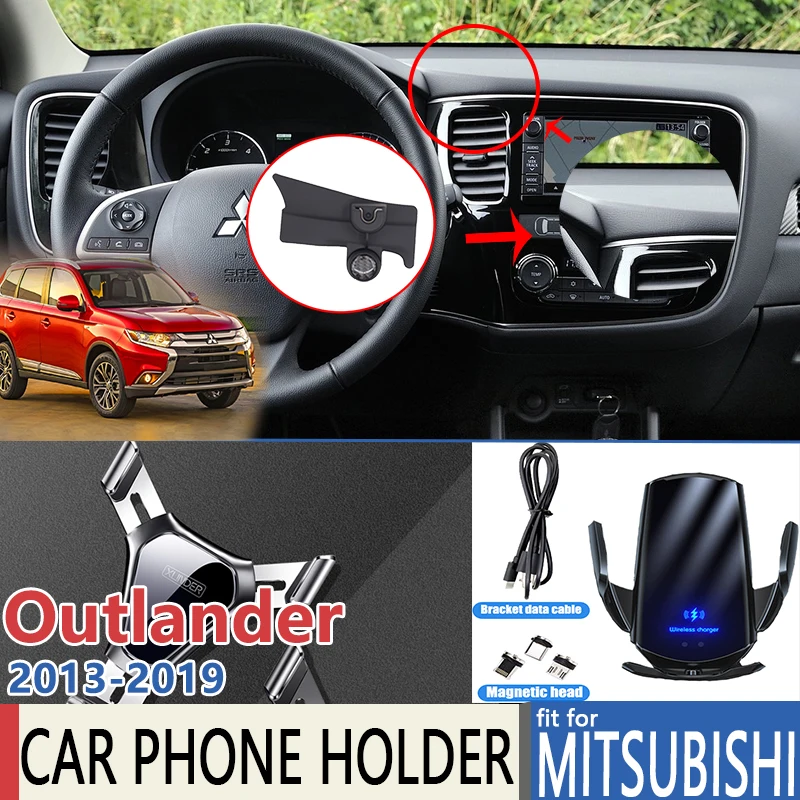 Car Mobile Phone Holder for Mitsubishi Outlander MK3 2013~2019 Telephone Stand Bracket Air Vent Accessories for Iphone 2015 2016