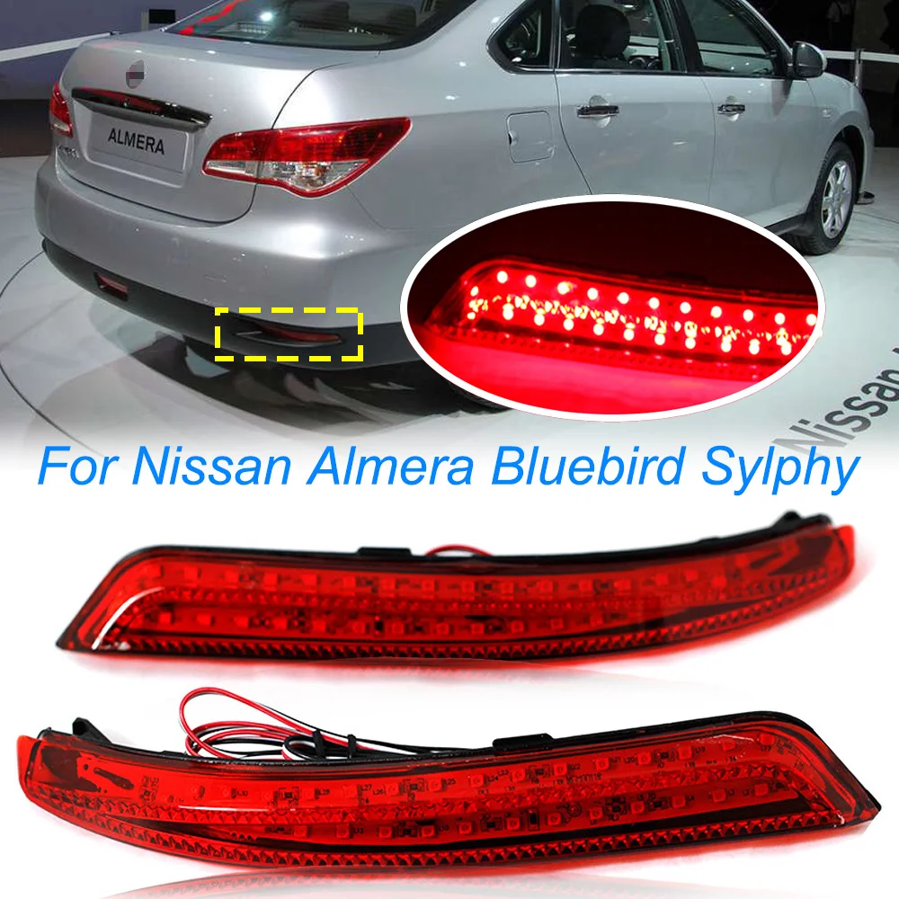 

Car LED Stop Brake Light Reflector Fog Lamp Daytime Lamp For Nissan Almera Bluebird Sylphy Backup Tail Bumper 2006 2007-2014