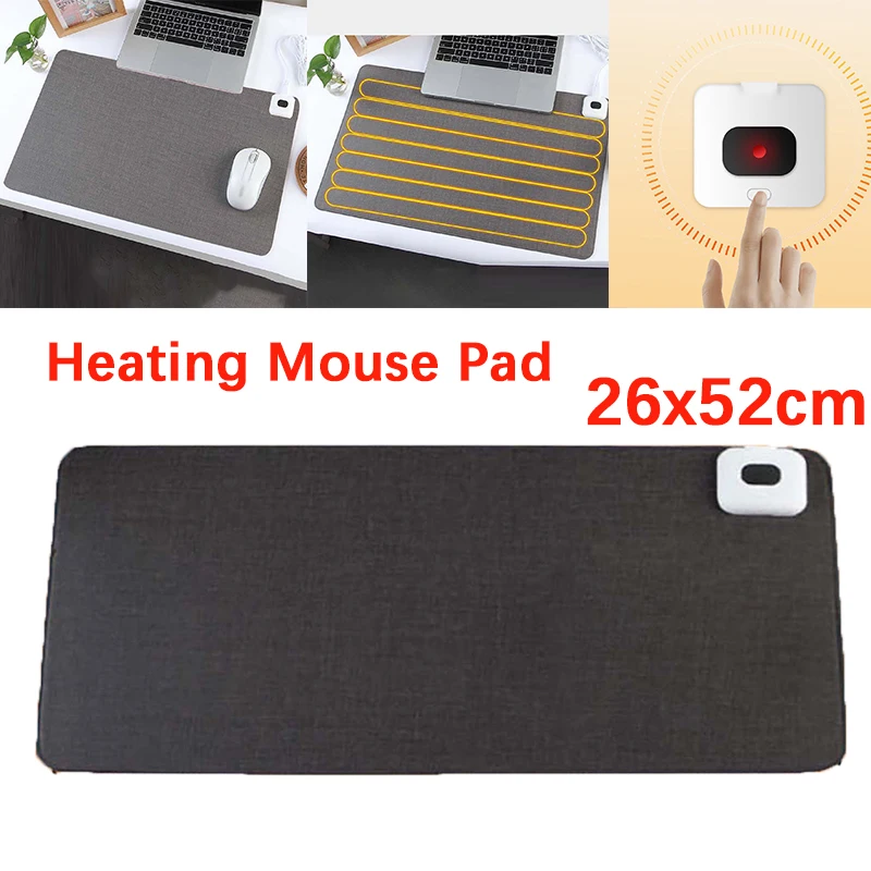 

26x52cm Electric Heat Mouse Pad Table Mat Display Temperature Heating Mouse Pad Keep Warm Hand For Office Computer Desk Keyboard