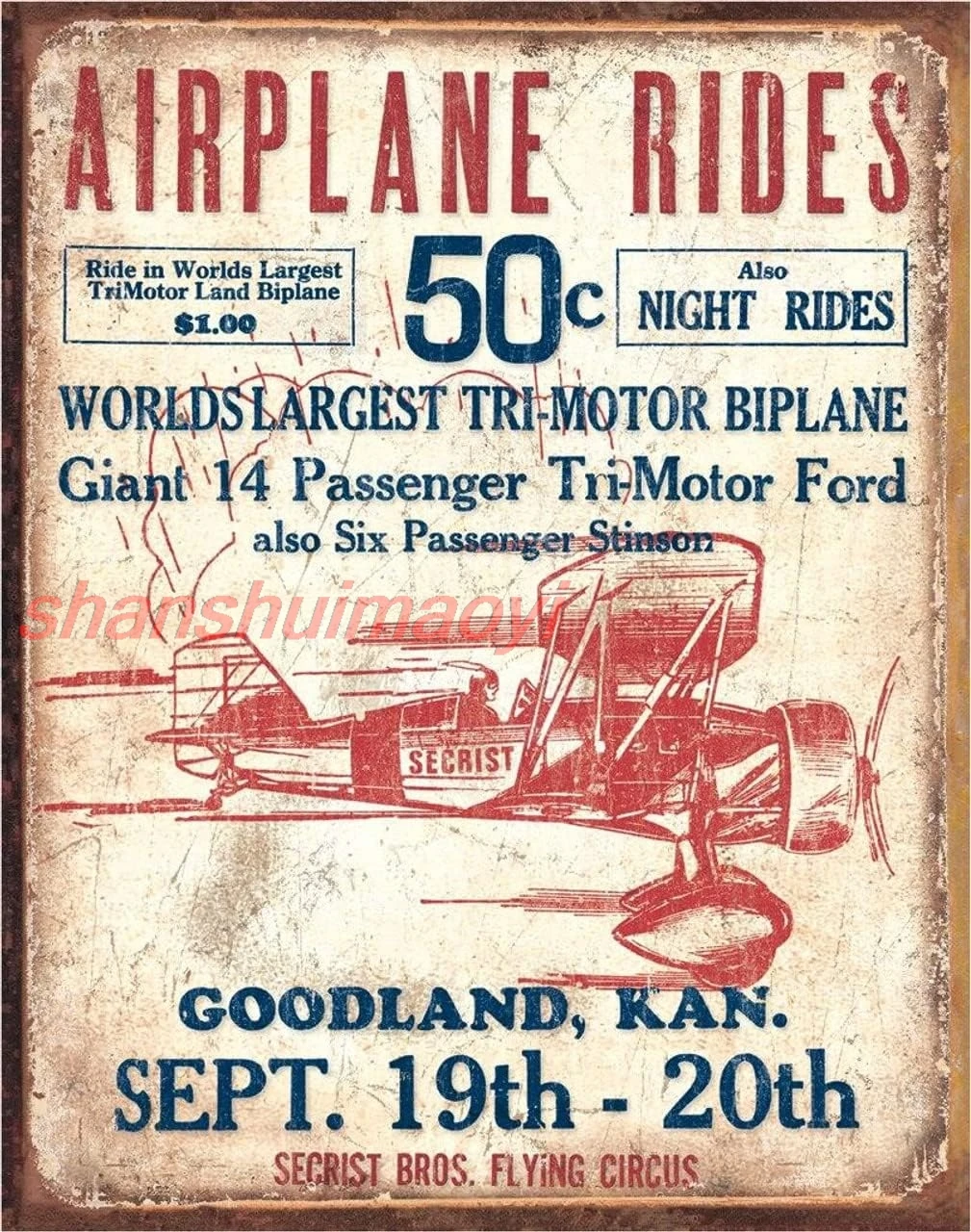 Металлическая вывеска Desperate Enterprises Secrist Flying Circus