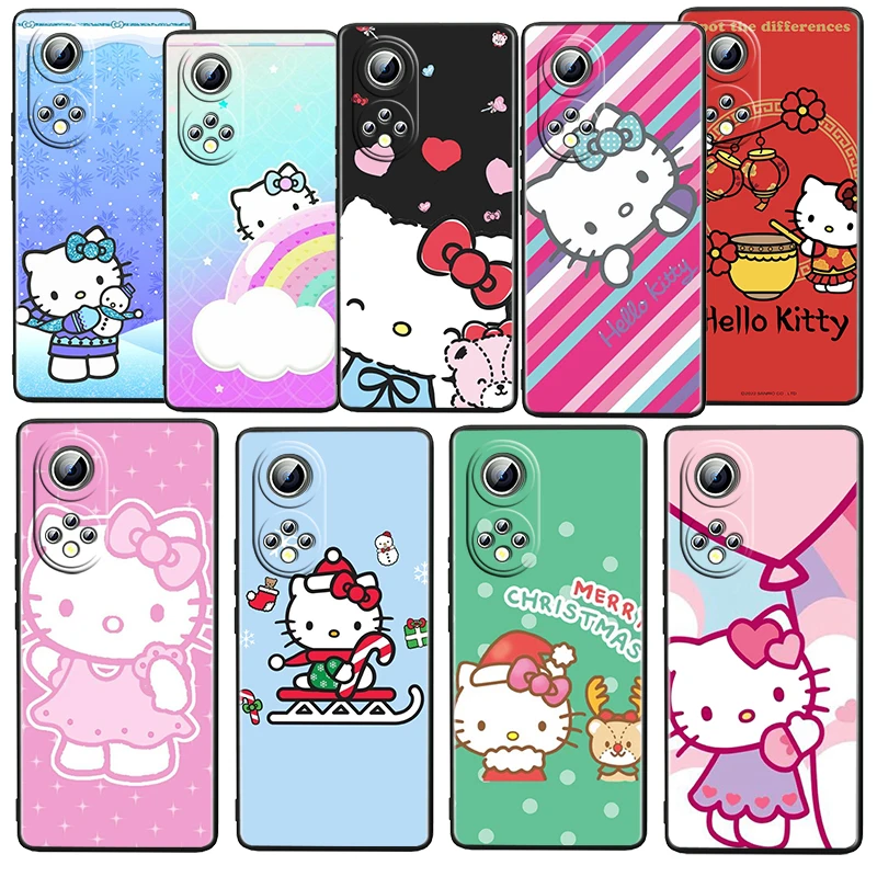 

Girl Cute HelloKitty Anime For Honor 60 50 20 SE Pro X30 10X 10i 10 9X 9A 8X 8A 5G Lite Soft Silicone TPU Black Phone Case Cover