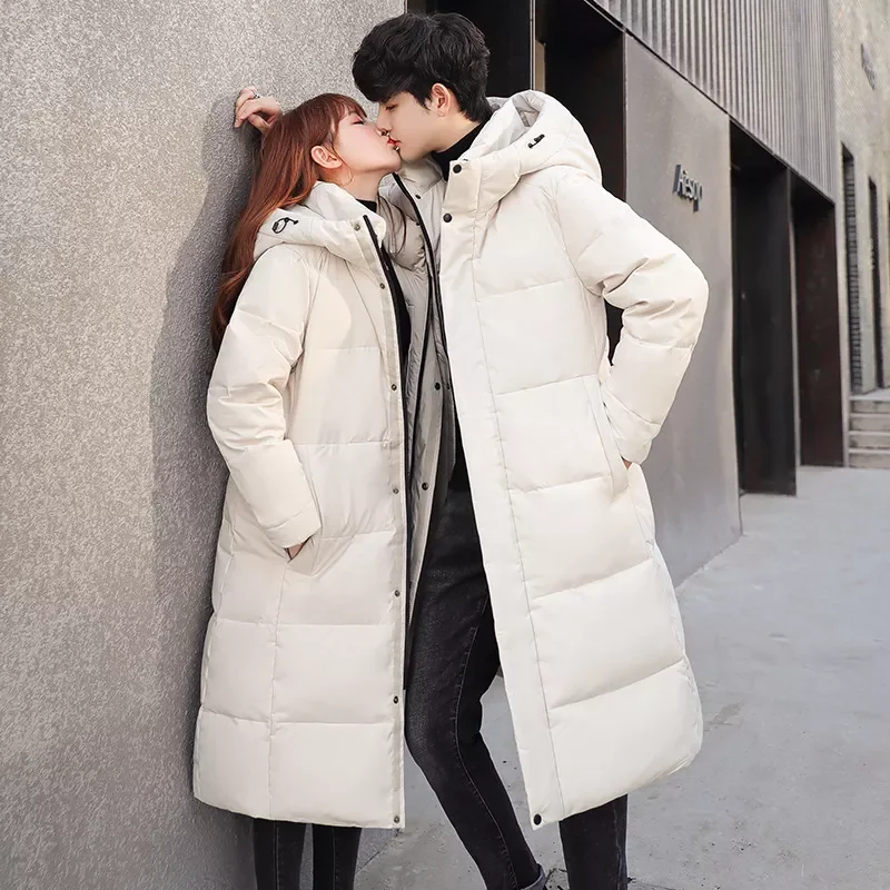 2022New Women Winter Long Down Coat 2021 New Coed White Thick（Winter) Keep Warm Fasshion Hooded Korean Casual Lovers Coat