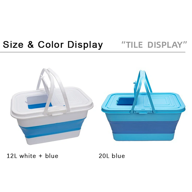 

12L Folding Bucket Outdoor Camping Traval Fishing Bucket Portable Car Wash Household Cleaning Water Storage Basin Fishing Tools