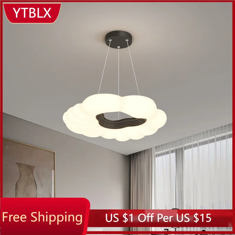 

Светодиодная люстра D50cm светодиодный спальни, столовой, украшение для дома, черная/белая акриловая современная люстра в скандинавском стил...