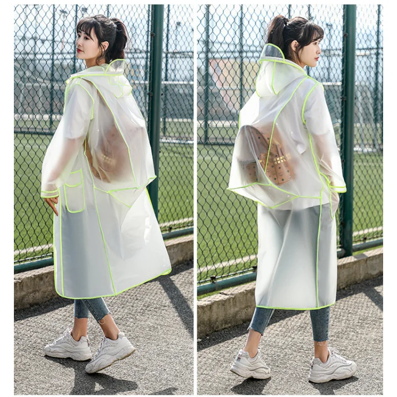 

New Fashion Women Transparent Plastic Girls Raincoat Travel Waterproof Rainwear Man Poncho Outdoor Rain Coat Carry Backpack