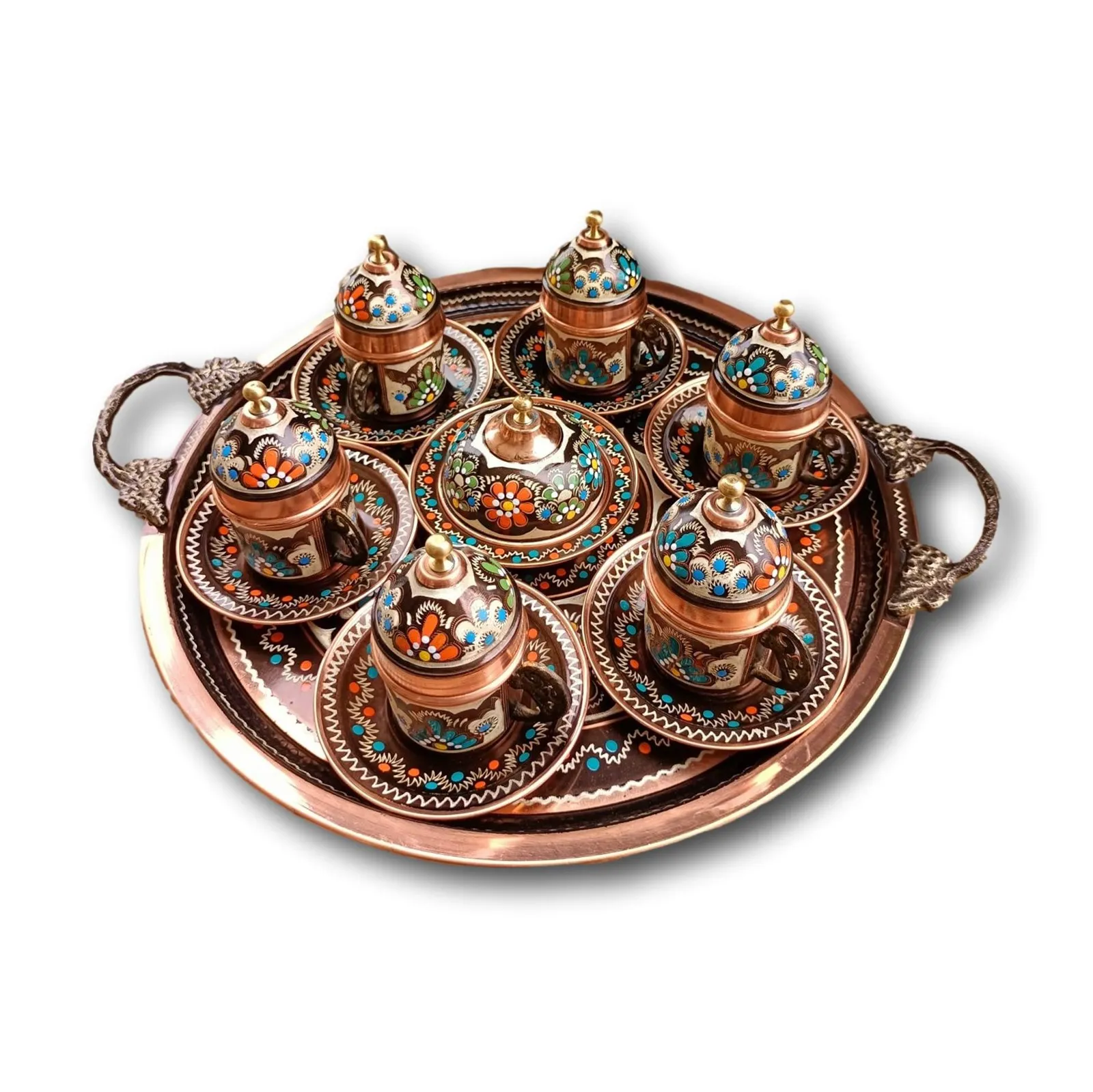 

Медный кофейный набор Morya с цветочной вышивкой