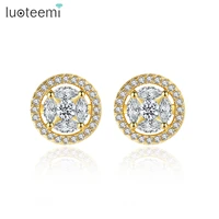 luoteemi tiny stud earring for women cubic zirconia small round white gold eaarings boucle d%e2%80%99oreille femme korean fashion gifts