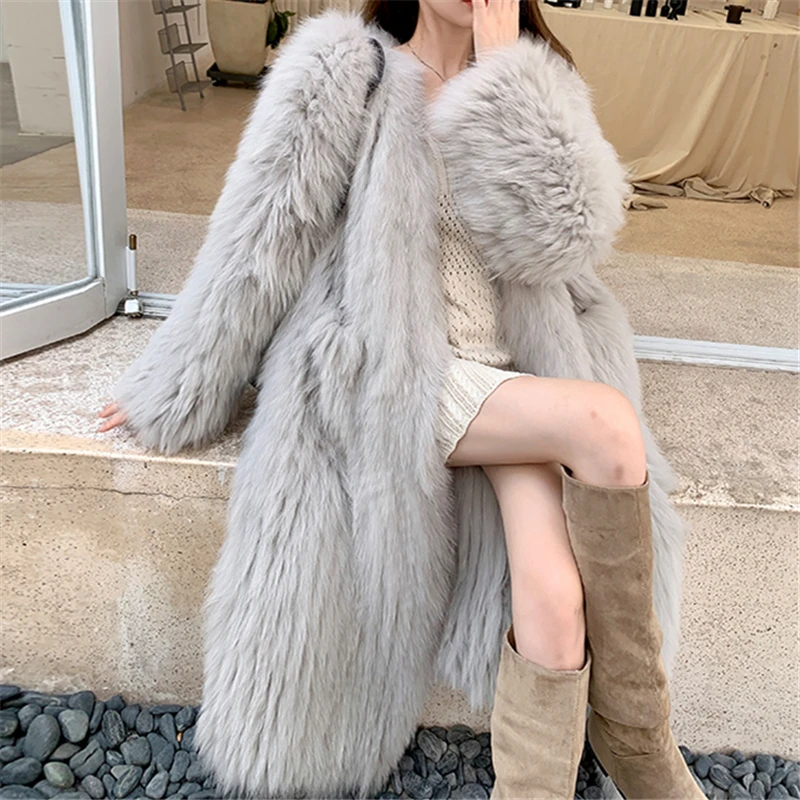 2022 Winter Long Fur Coat Women Imitation Fox Hair Korean Version of The New Faux Fur Coat Fox Fur Long Jackets