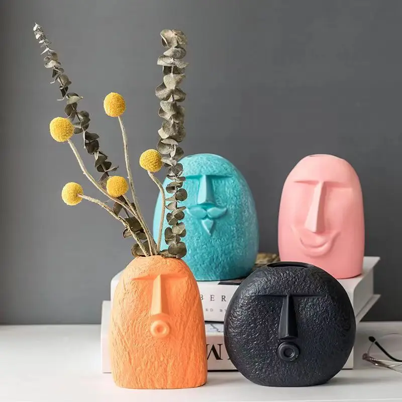 

C424-428 Creative Abstract Face Vase Flower Pot Pen Holder Silicone Mold Gypsum form Scented Stone Ornaments Homemade Handicraft