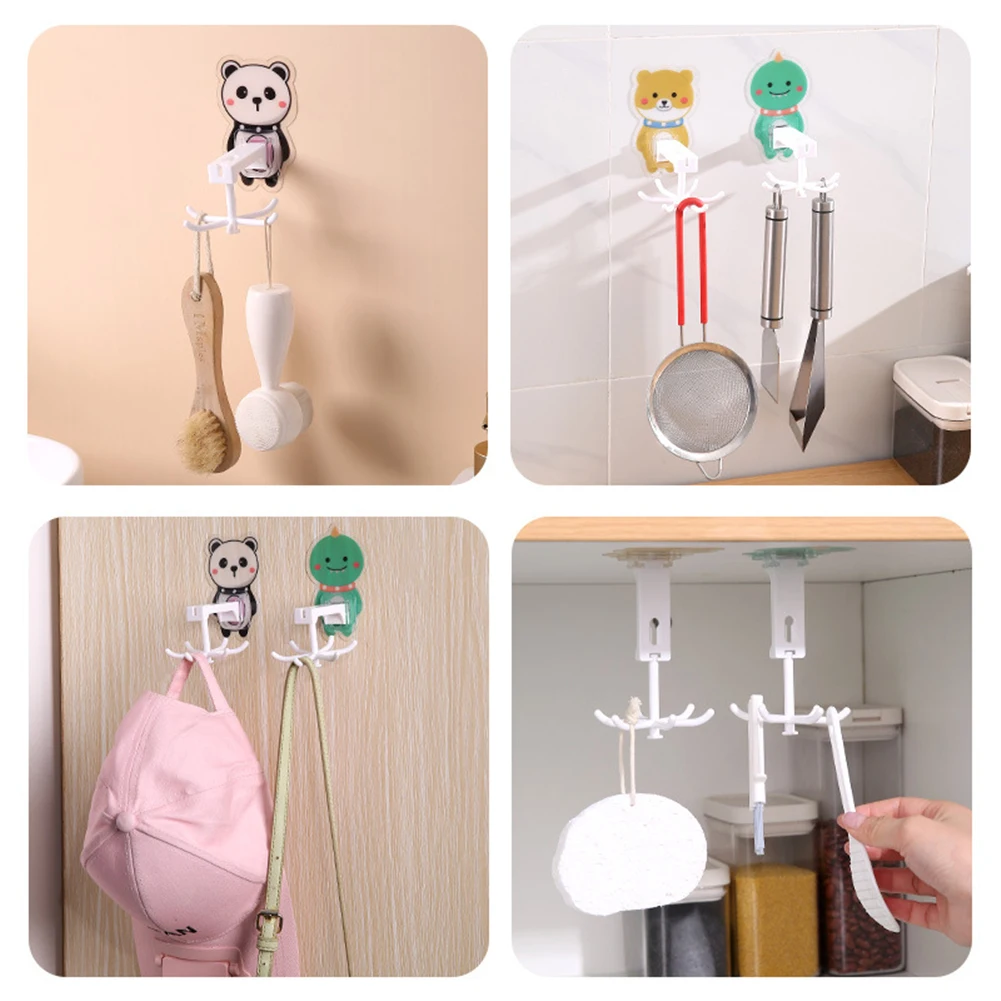 

Kitchen 360 Rotary Hook Punch-free Kitchenware Storage Rack Cabinet Organizer Wall Mounted Hook Up Spoon Holder Hanger Organizer