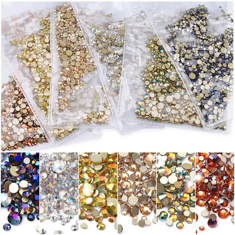

1440 шт. Алмазные блестки AB для ногтей Набор 3D Стразы для ногтей для маникюра Хрустальный драгоценный камень для творчества украшения ногтей УФ акриловые аксессуары