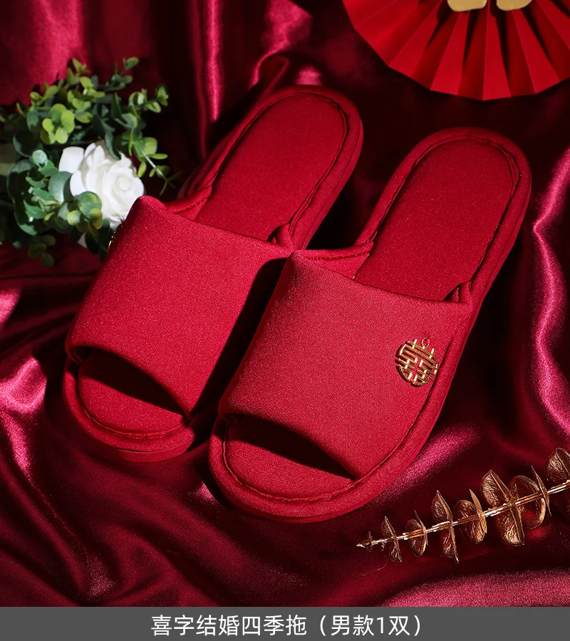 Свадебные тапочки праздничный красный пара высококачественных