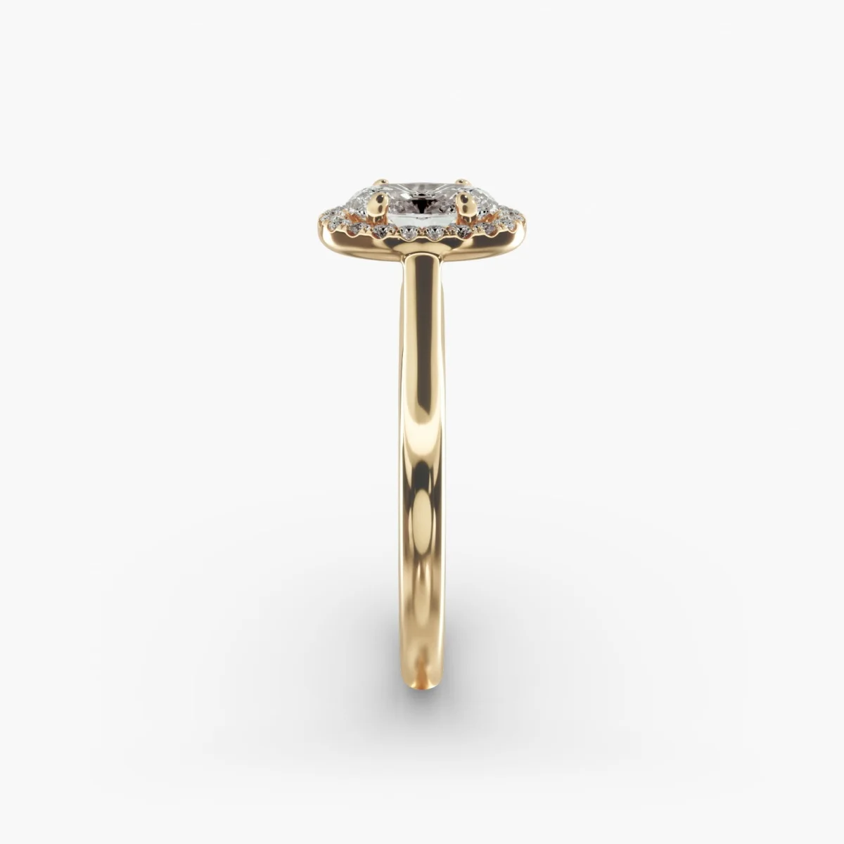 Фото Обручальное кольцо Pavé Diamond Halo из желтого золота 9K/14K/18K 0,5-2,0 карата, сертификат IGI, овальная огранка, выращенное в лаборатории кольцо с натуральным бриллиантом №3