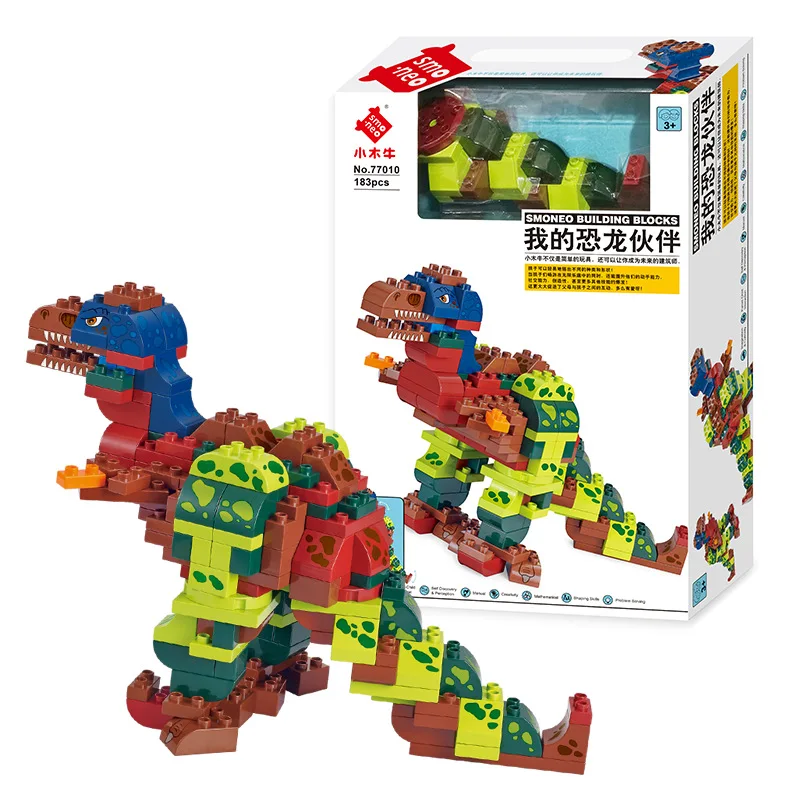 

Big Size Building Blocks Compatible Duplos Dinosaur Models Brick Birthday Gift DIY Education Toys for Children 3-6 Year Old