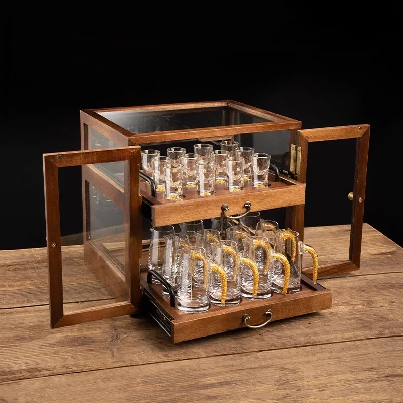 Высококачественные прозрачные белые бокалы для вина набор шкафов хранения из